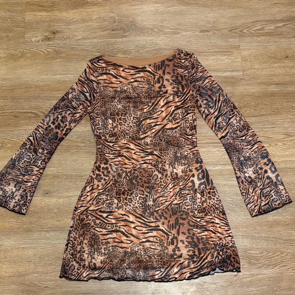 Leopard Print Long Sleeve Dress